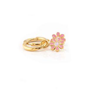 Pink Daisy Charms with 10mm Huggie Hoops