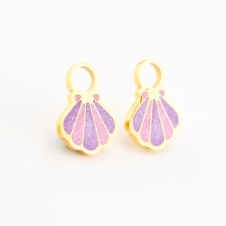 Sparkle Seashell Hoop Charms - Pink Purple Gold
