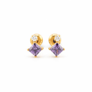 Petite Amethyst CZ Duo Titanium Studs