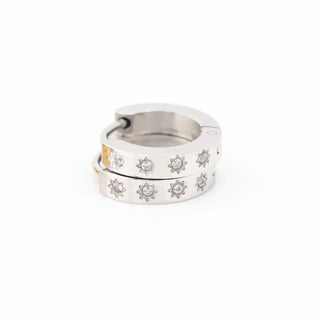Silver Starburst Hoops