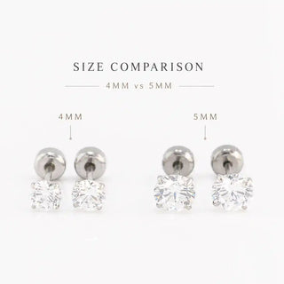 Diamond 5mm CZ Solitaire Studs Polished Titanium
