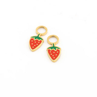 Strawberry Huggie Hoop Charms