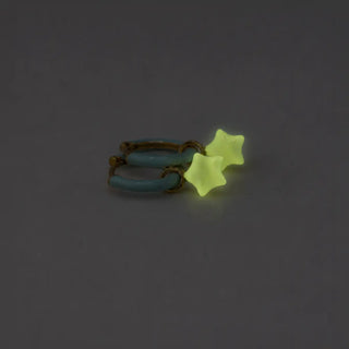 Sky Blue Glow Star Huggie Hoops