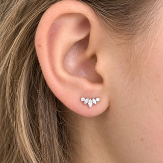 Marquise Crown Ear Climbers Polished Titanium