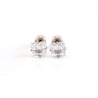 Asscher Cut 5mm CZ Titanium Studs