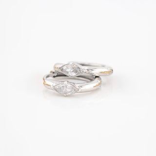 Marquise CZ Huggie Hoops - Silver