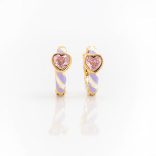 Ribbon Heart Hoops – White & Purple