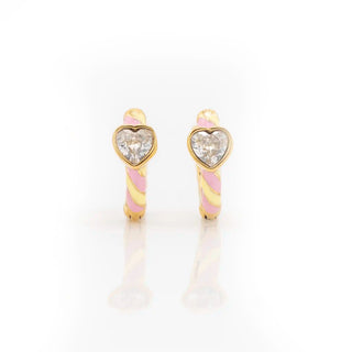 Ribbon Heart Hoops – Yellow & Pink